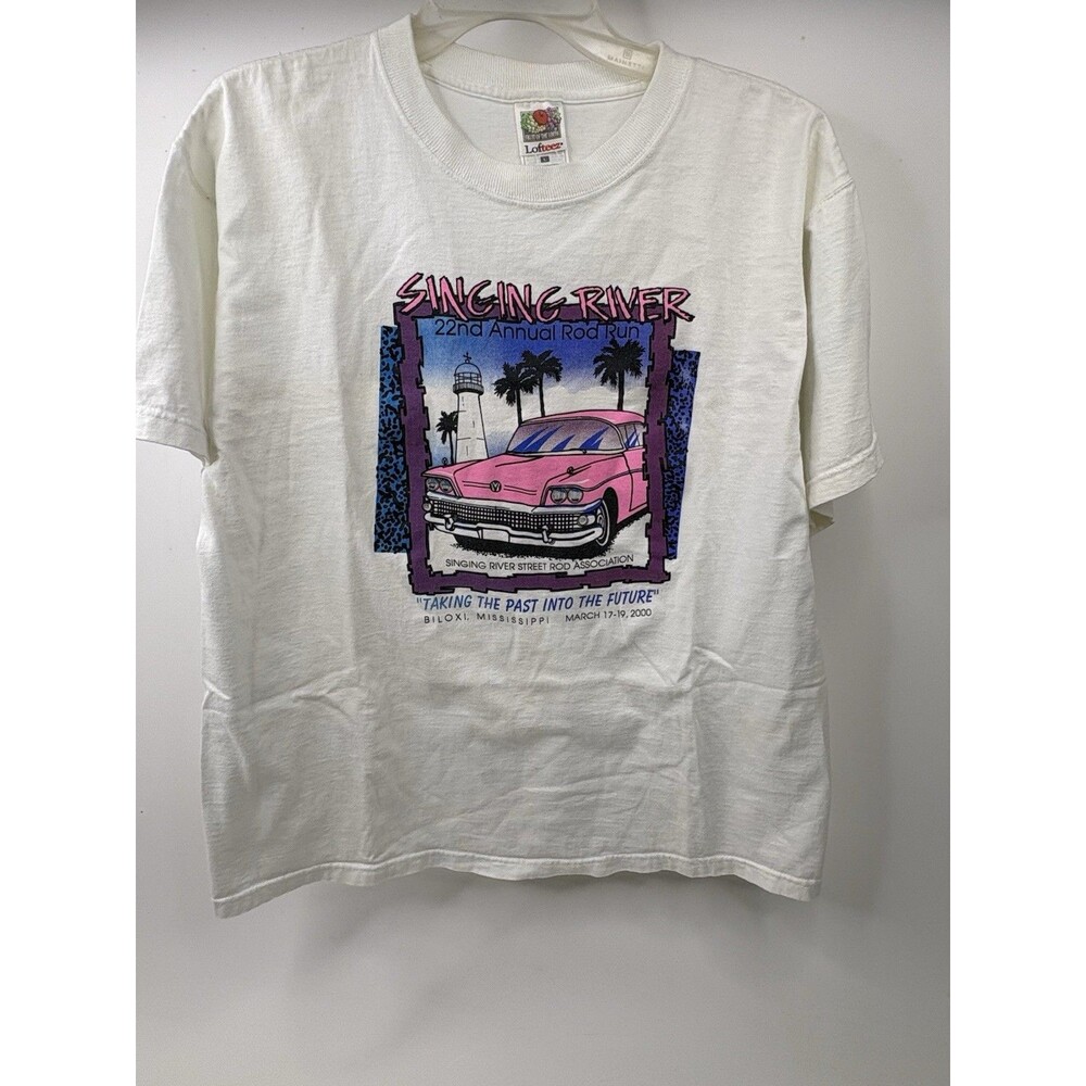 Vintage 2000 Singing River Rod Run Tee L Biloxi Car Graphic Shirt